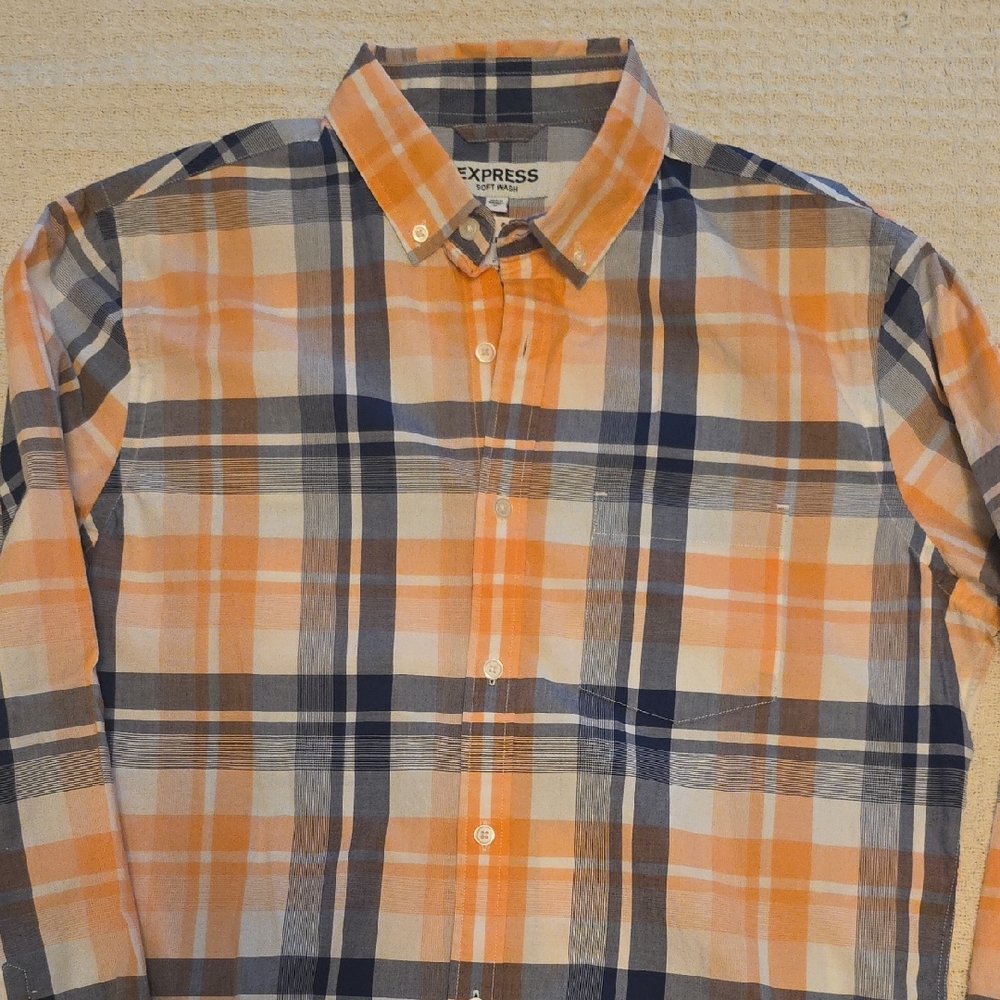 Express Men's Vibrant Plaid Button Down Shirt